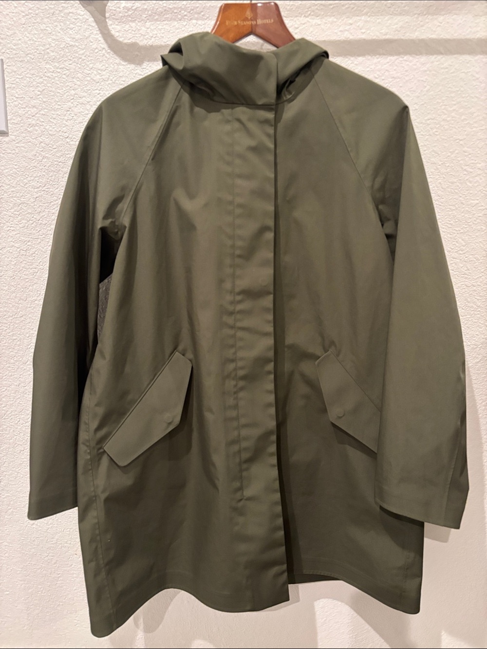 Uniqlo Olive Hooded Trench Coat